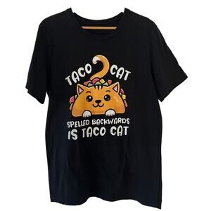 Taco Cat T-Shirt Palindrome Sz. Large Funny Novelty Cat Tee Meme Graphic Tee